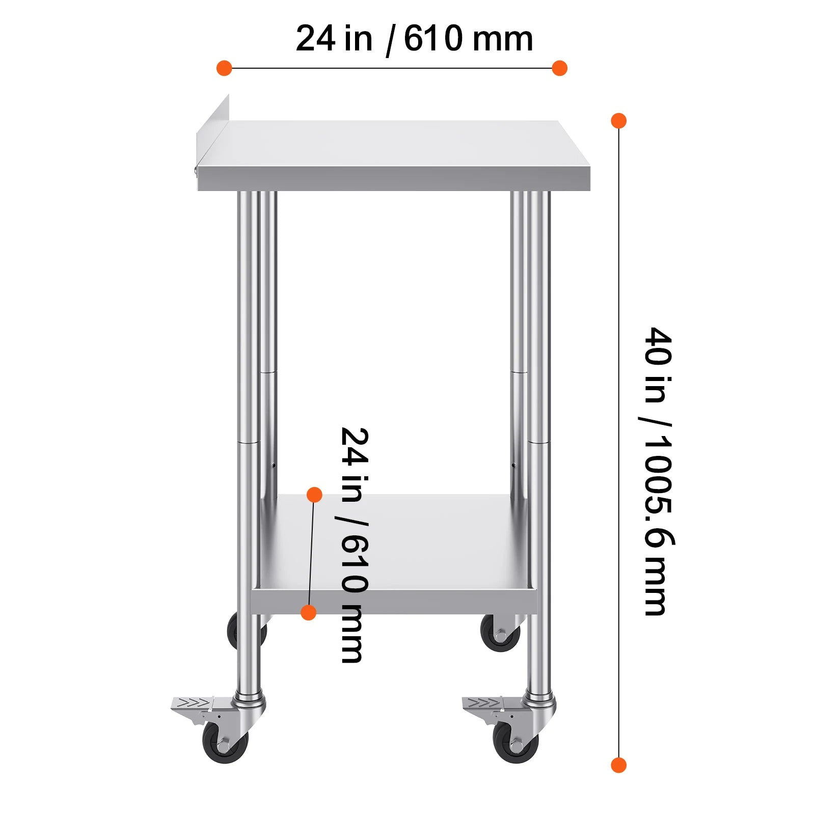 Stainless Steel Work Table with Casters 24x60 Prep Station