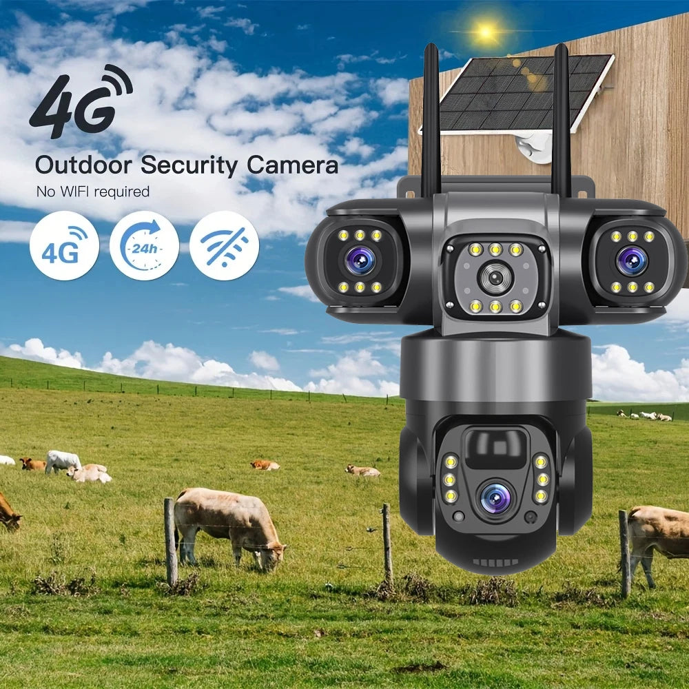 4G LTE Solar Triple-Lens PTZ Security Camera