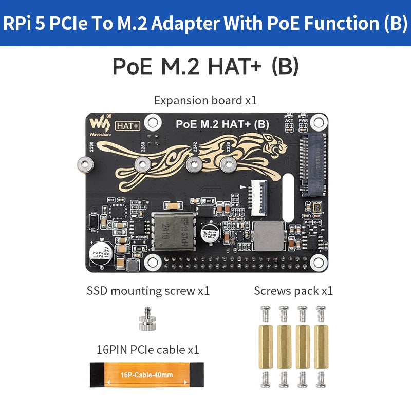HAT za Raspberry Pi 5 M.2 NVMe in PoE