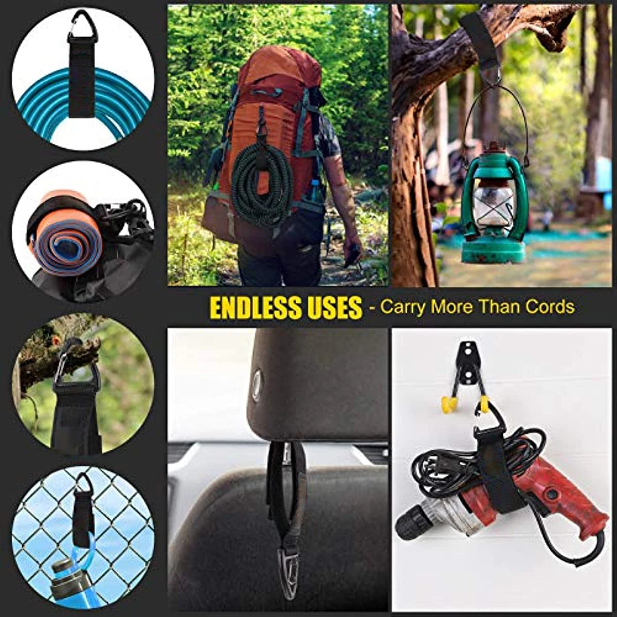 Cord Organizer Holder with Triangle Buckle Wire Manager Power Cord Management Nylon Heavy Cord Storage Straps for Cables Hoses 