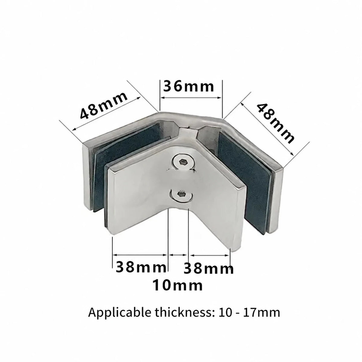 Glass clamp bracket style dimensions