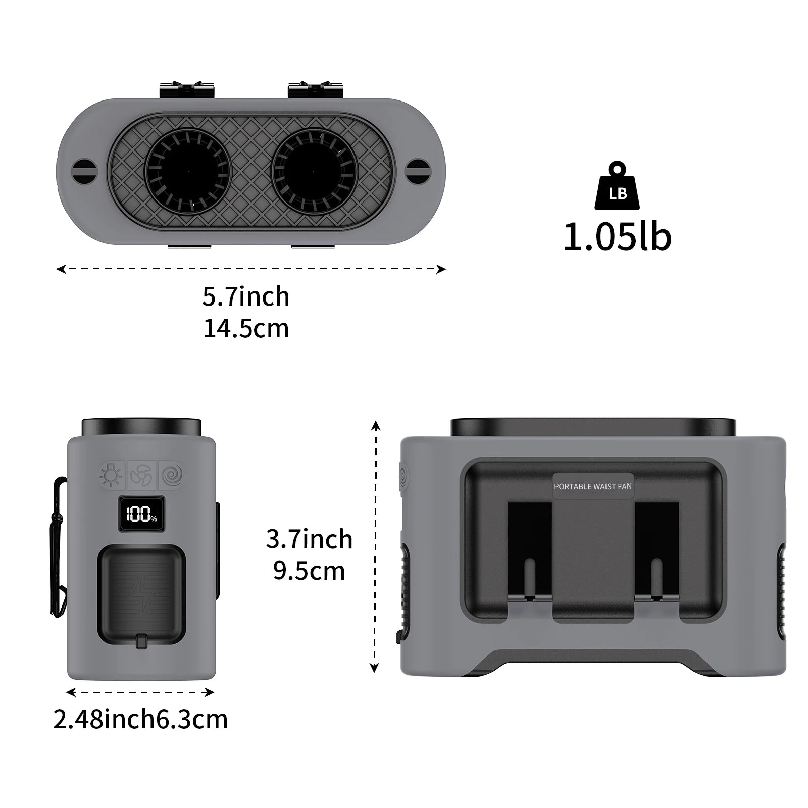 14500mAh Waist and Neck Fan with Dual Turbo Motors