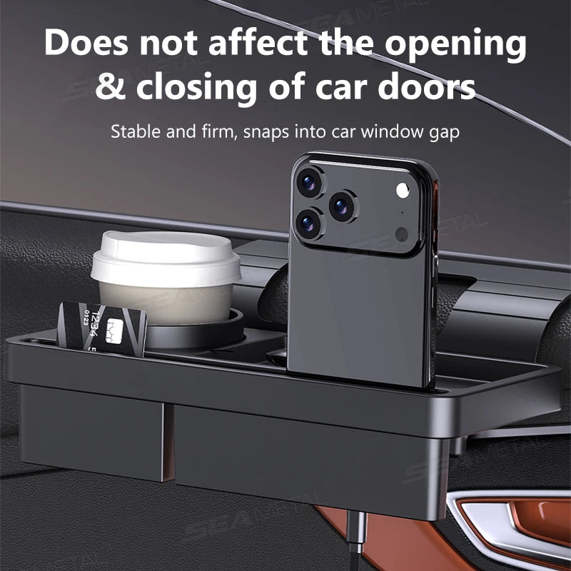 SEAMETAL Car Side Door Organizer Large Load-Bearing Hanging Door Storage Box with Cup/Phone Holder Universal Storage Organizer