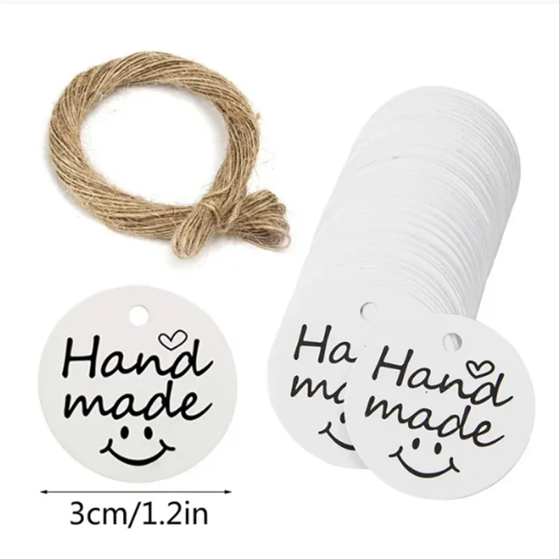 Ručne vyrobené ďakovné darčekové štítky – sada 100 kusov kraftového papiera