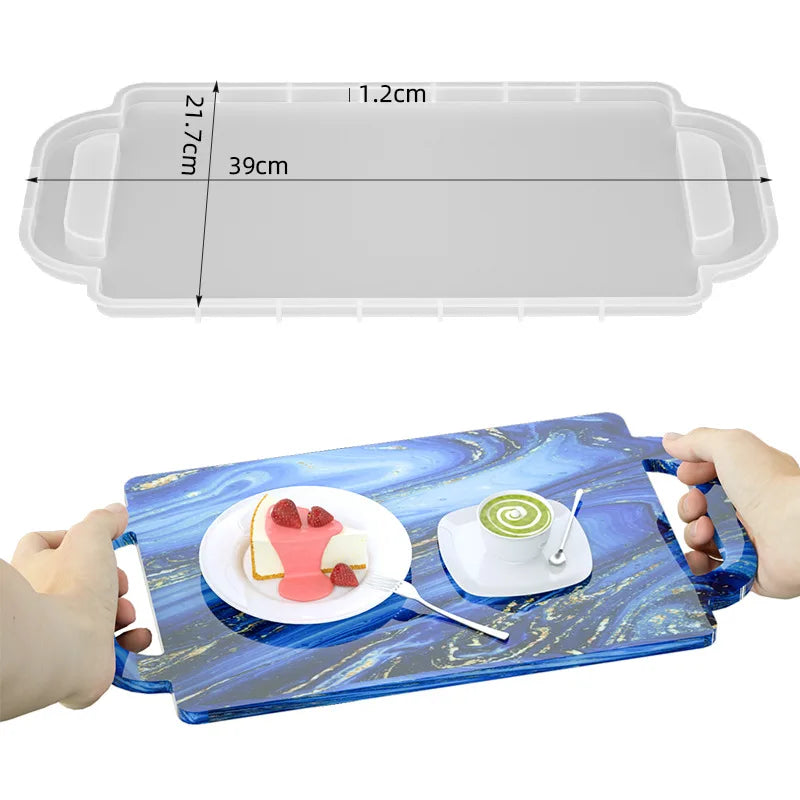 Molde de silicone para tabuleiro retangular em resina, 39 × 21.7cm