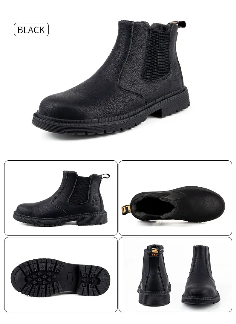 Men Lerther Work Boots Indestructible Safety Shoes Men Steel Toe Puncture-Proof Work Sneakers Male Work Shoes
