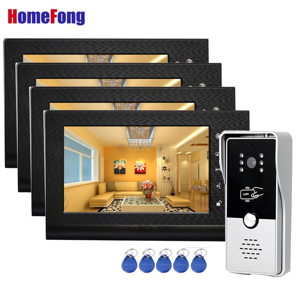 Homefong 7 Inch RFID Home Intercom Video Door Phone Doorbell with Camera Door Access Control Multiple Monitors Unlock Gate Spy-shop.com