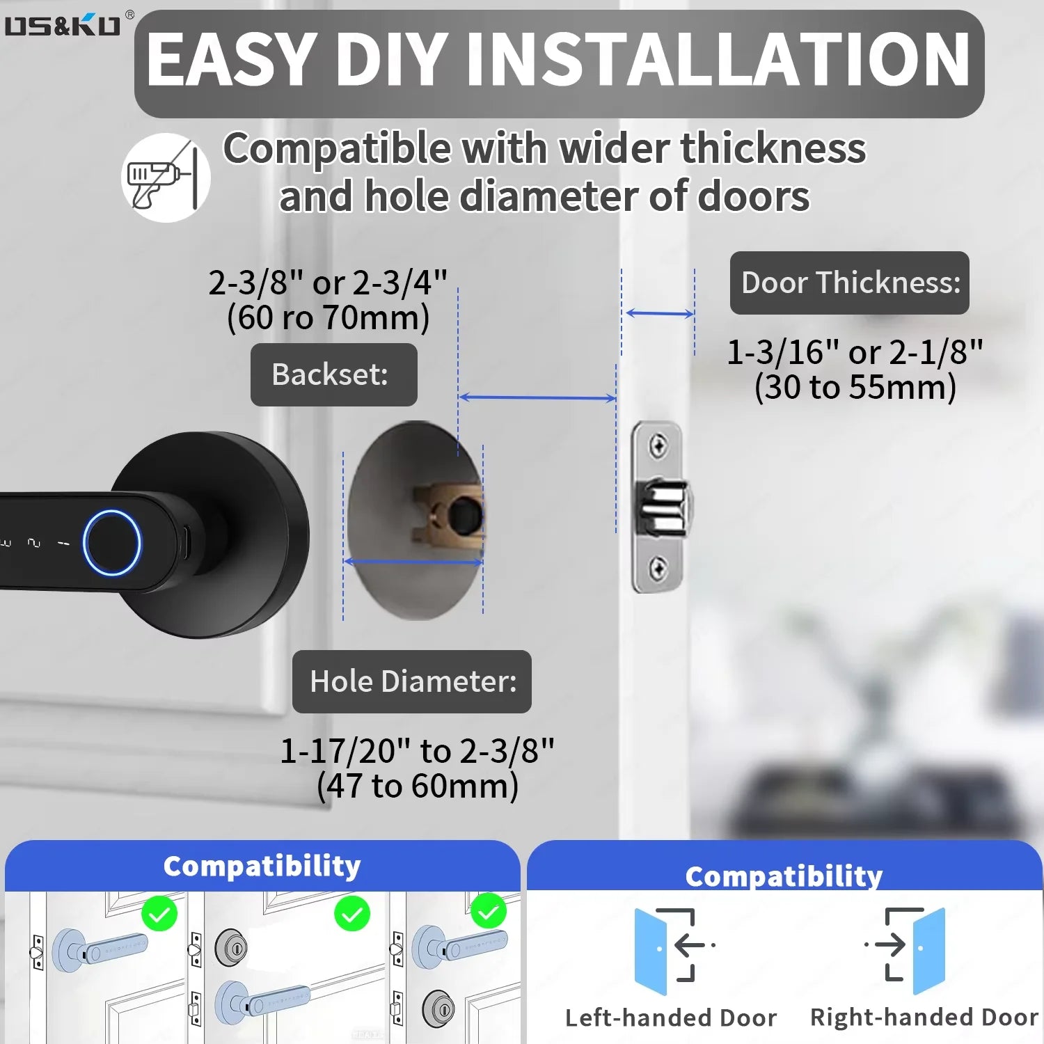 Smart Door Lock 5-in-1 Keyless Entry Fingerprint Lock