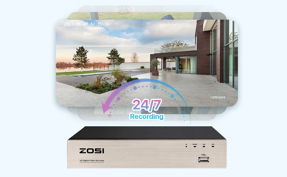 ZOSI 8CH 1080P Wired CCTV Security Camera System with HDD