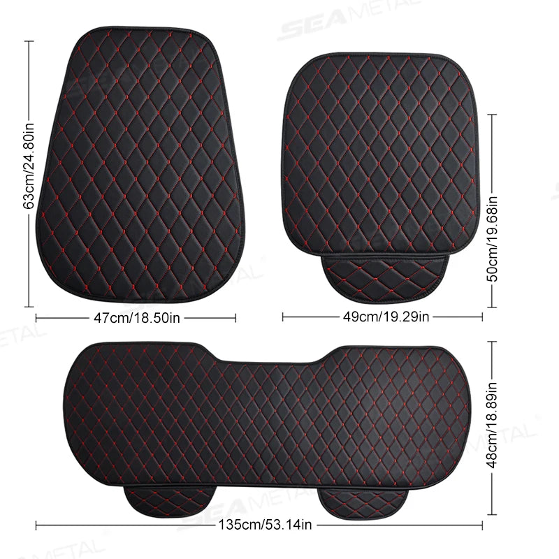SEAMETAL Premium Car Seat Cushion Luxury Leather Anti Slip Seat Cover Breathable Anti Scratch Car Seat Protector for Sedan Suv