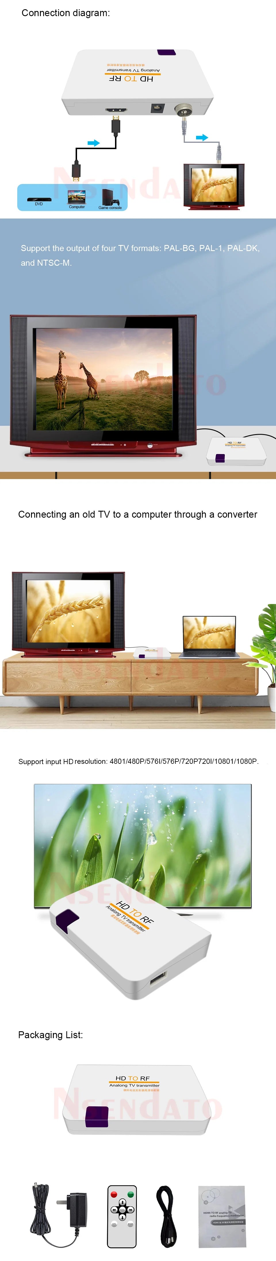 Convertisseur HDMI vers RF analogique pour télévision