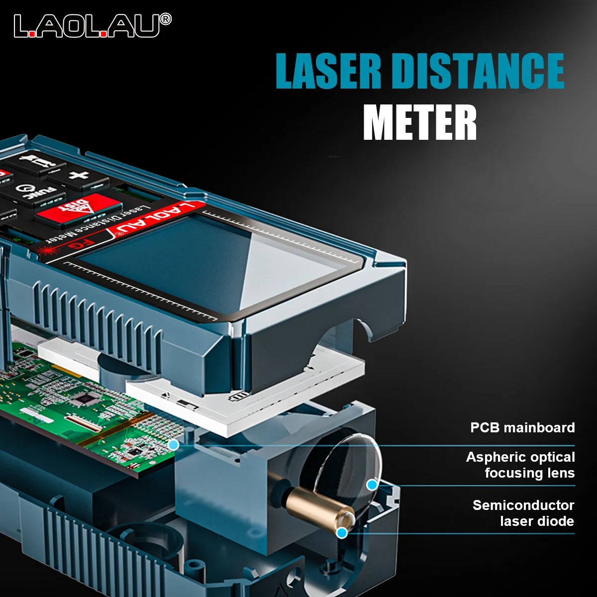 Laser Distance Meter with Timer and Bubble Levels