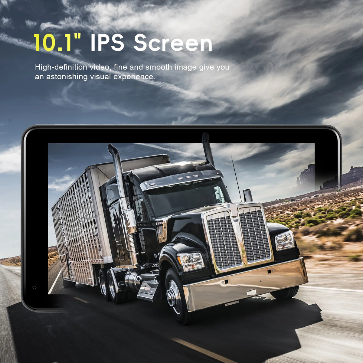 Podofo pantalla HD IPS de 10.1 pulgadas Monitor de reversa para coche + cámara reversa inalámbrica solar con grabación 720P
