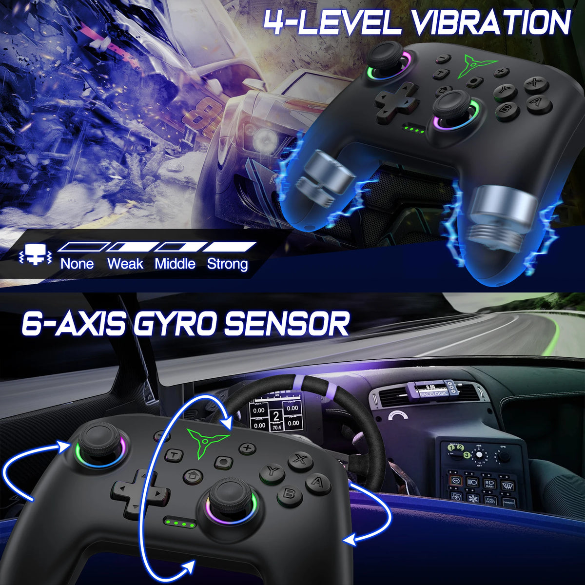 Wireless Game Controller, Hall-Effect or TP28 Options