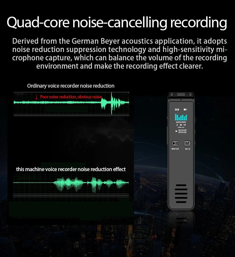 Voice Activated Recorder Bluetooth Digital Professional Sound Recording Device Audio Listening Dictaphone STTWUNAKE 