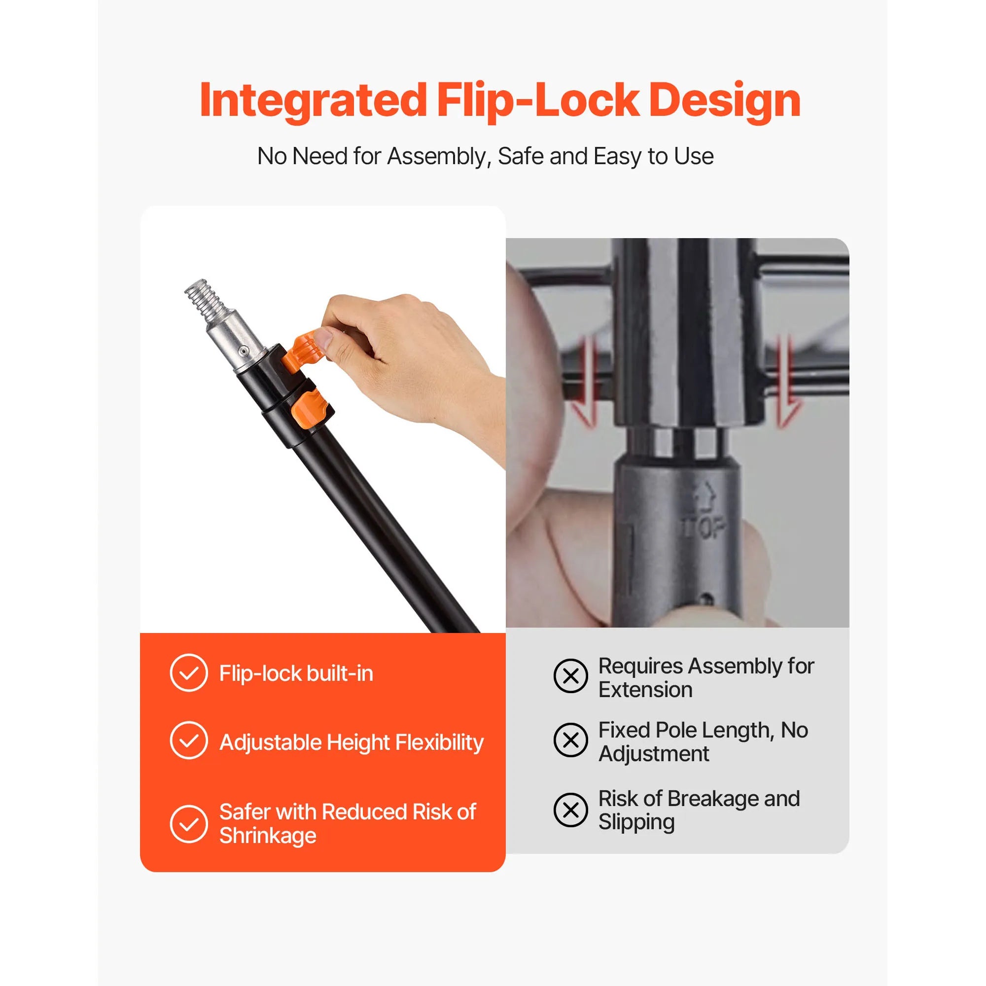 SucceBuy Telescopic Extension Pole Multi-Purpose Extendable Pole Sturdy Aluminum Alloy Paint Pole Extension Reach Roller Stick