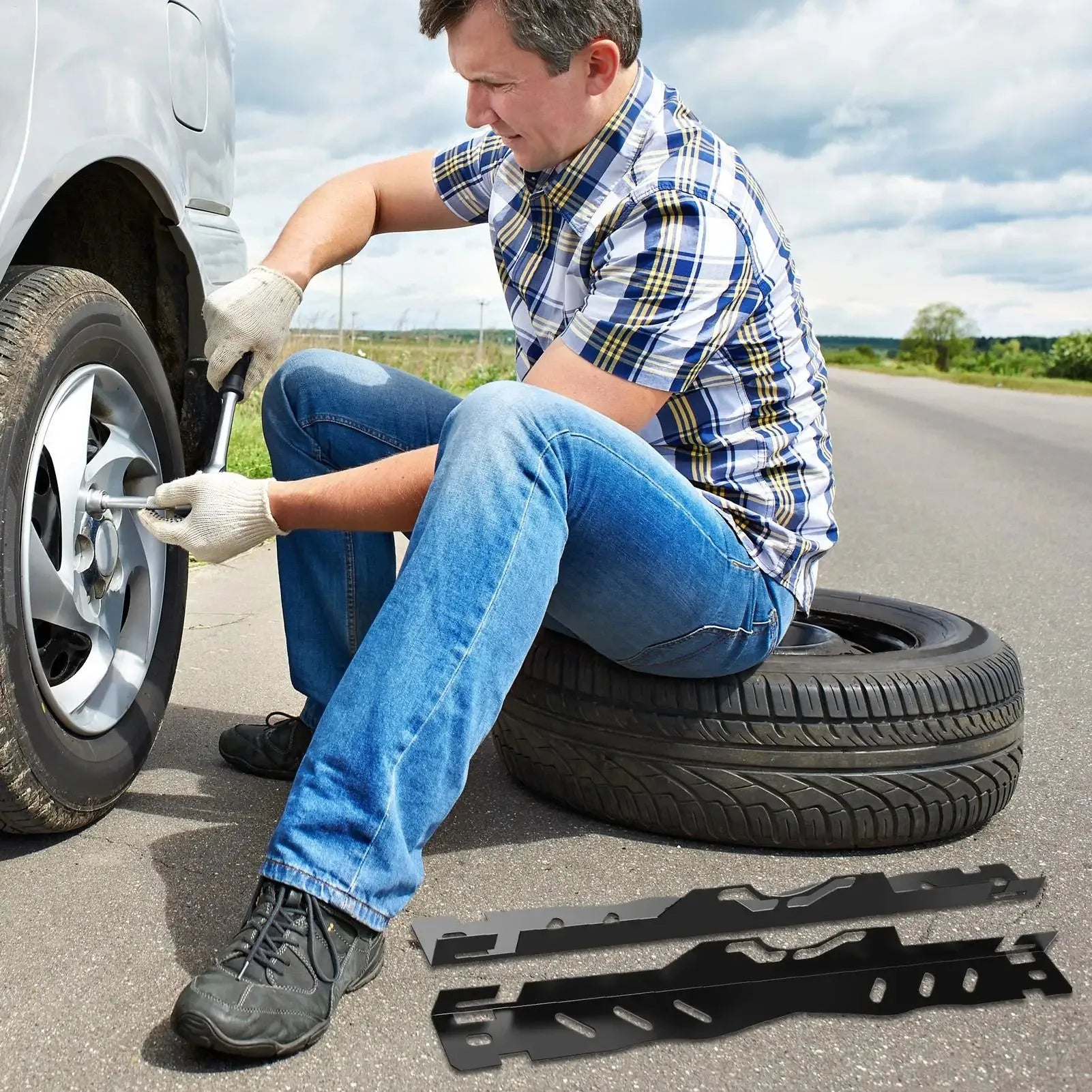 Paires de plaques d'outil d'alignement des roues avec rubans à mesurer pour réglage de voiture