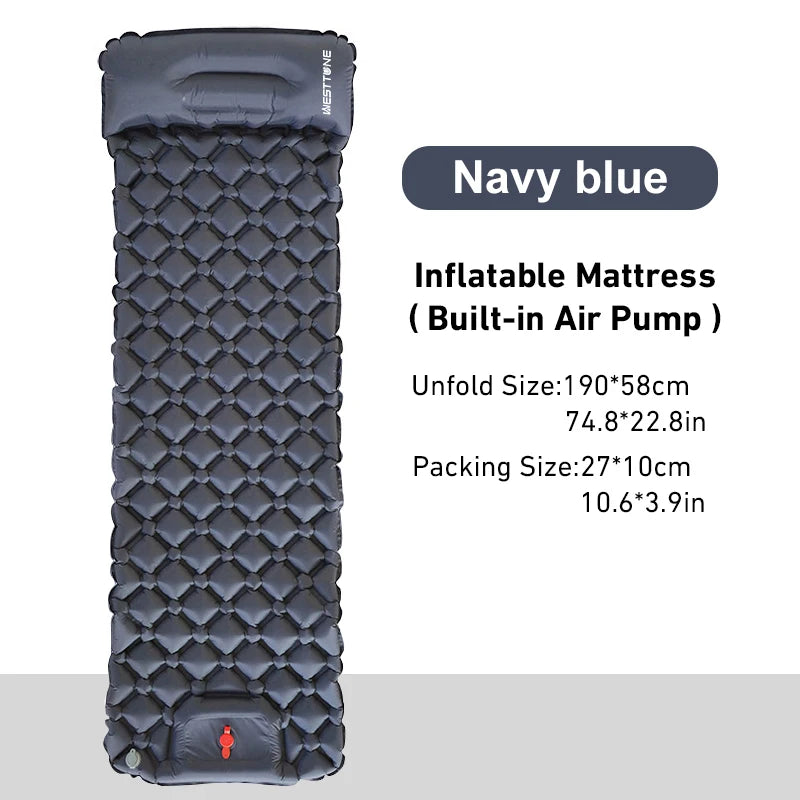 Inflatable Camping Mattress with Built-In Pump and Pillow