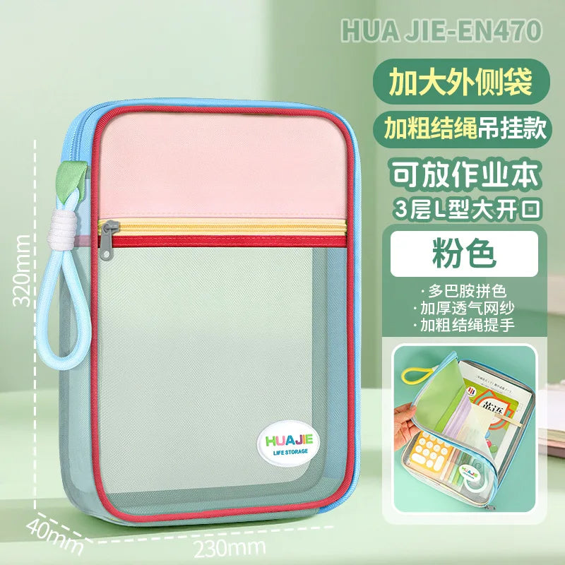 L-Shaped Open Document Bag with Subject Compartments