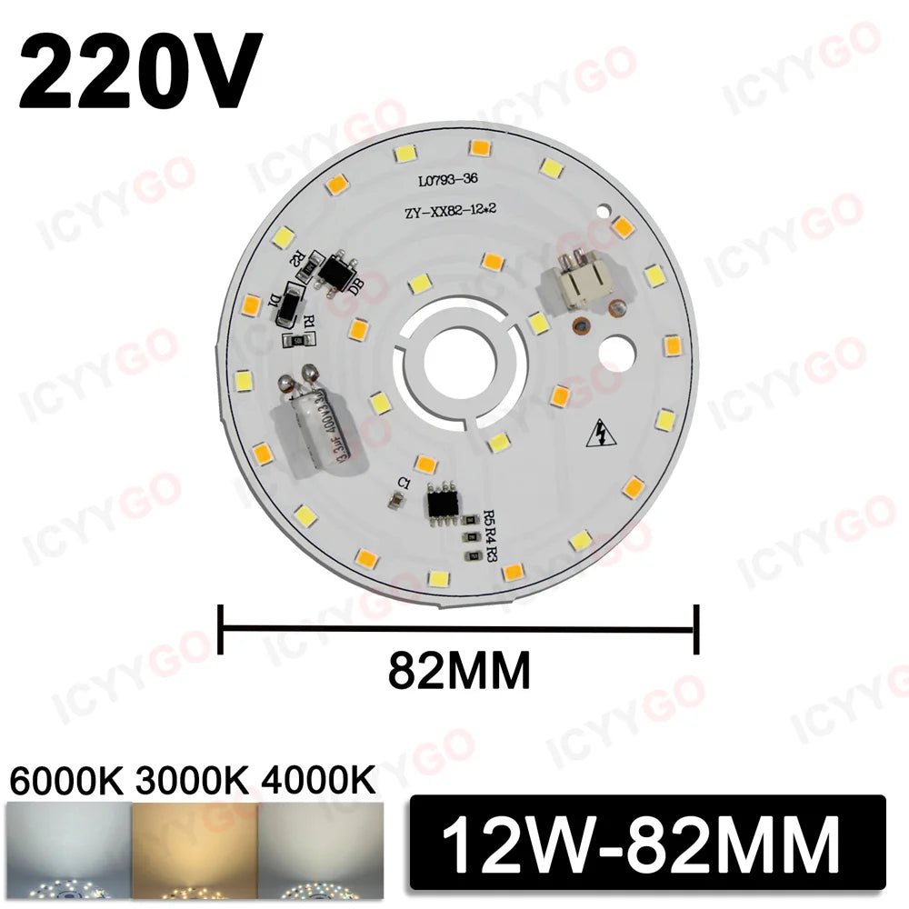 Plošča za stropno LED-svetilko 220 V brez gonilnika z lečo