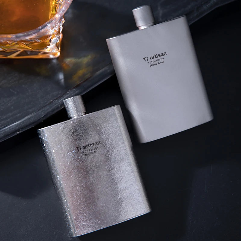 Titanium Pocket Flask 100ml with Funnel