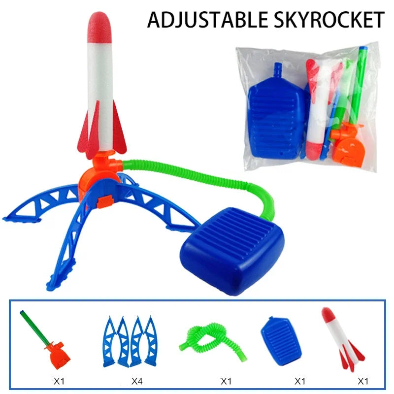 Kids Outdoor Rocket Foot Pump Outdoor Air Pressing Soaring Rocket Suit Jumps Air Powered Rocket Launcher Game Children Toy Gifts 