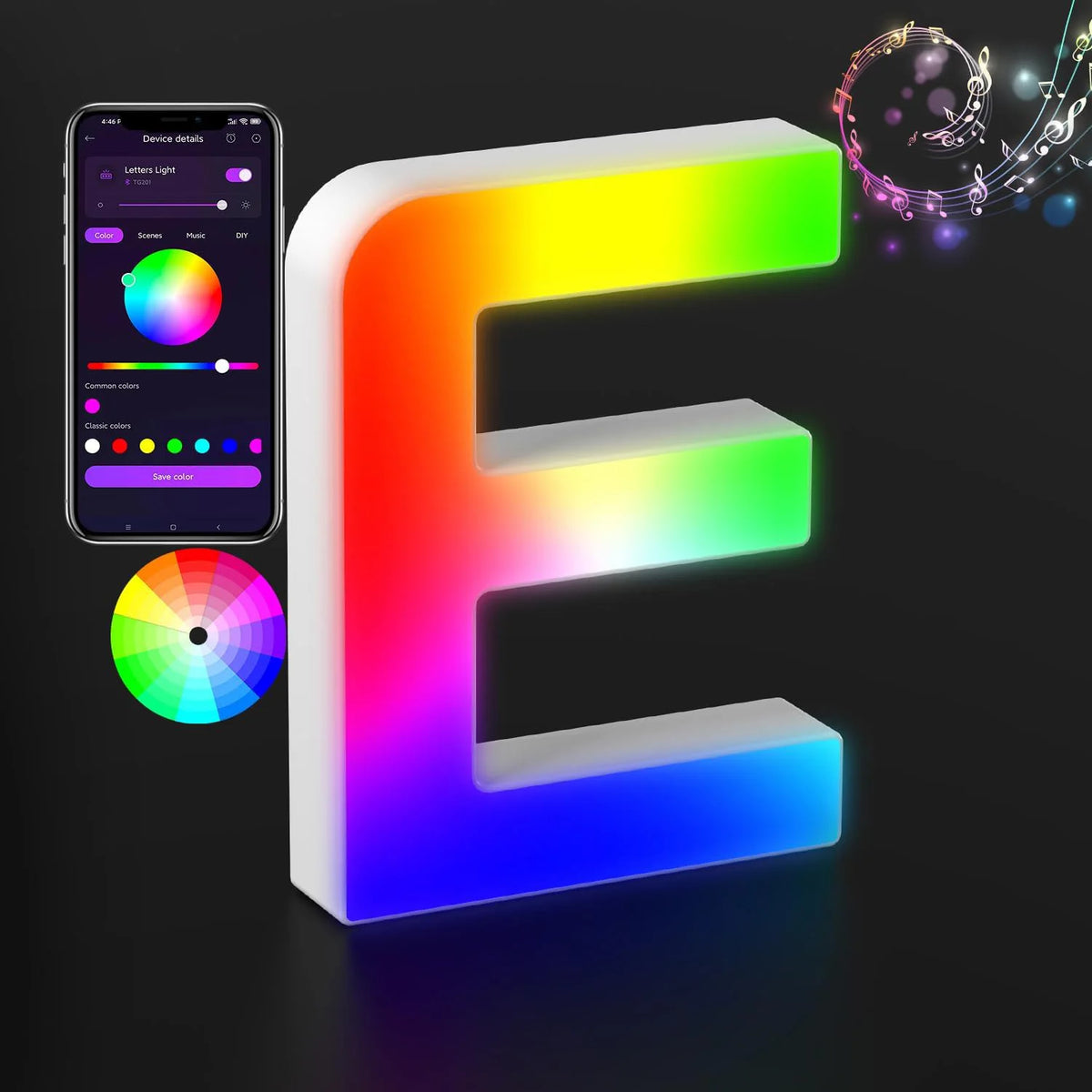 Appstyrt RGB LED-bokstavlampe