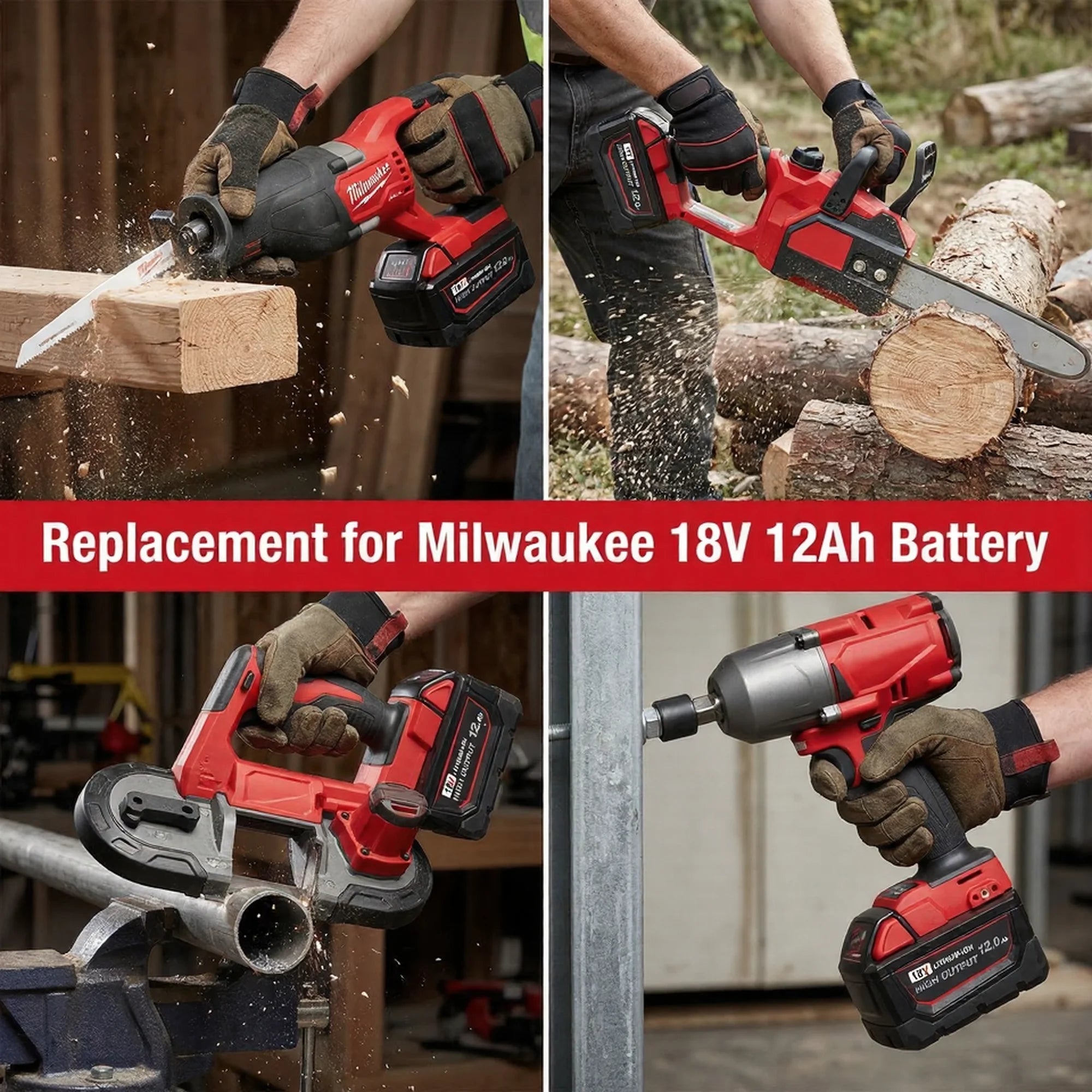 18V 12000mAh Li-ion Replacement Battery Pack for Cordless Tools