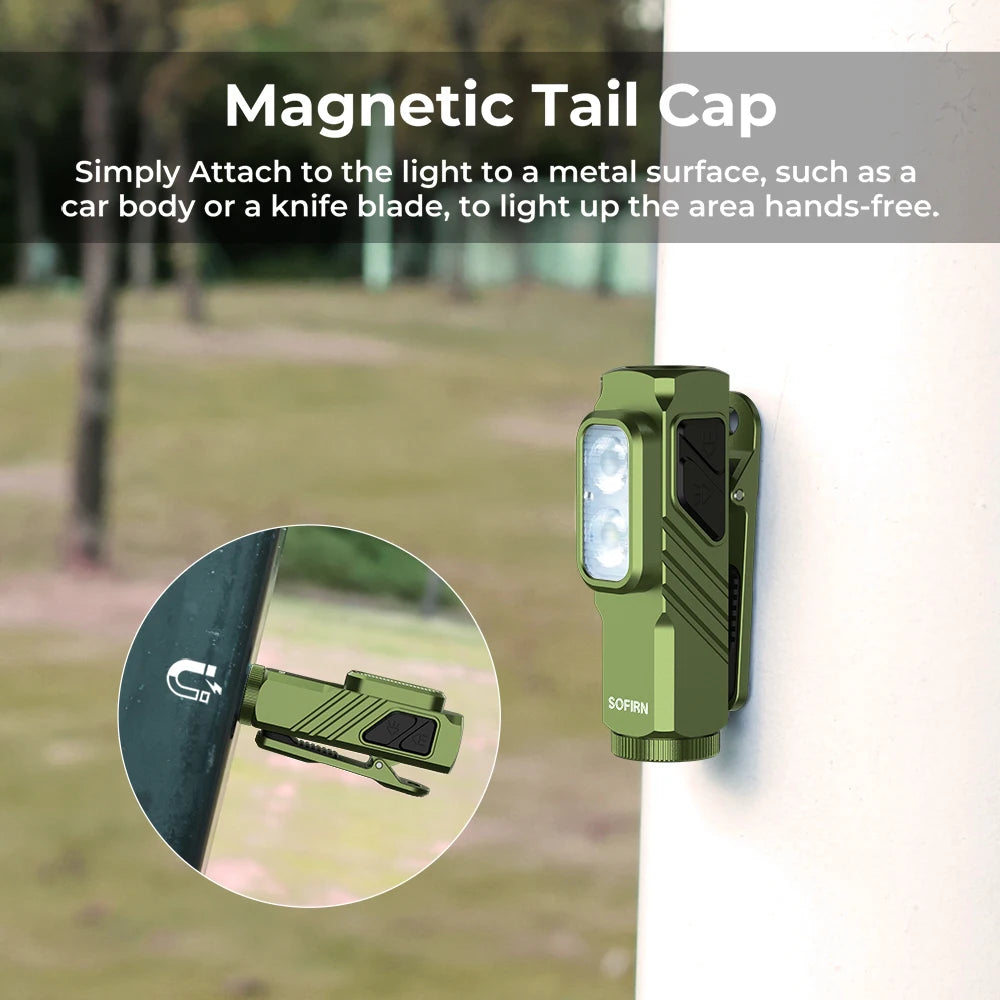 Lanternă EDC compactă 1000LM USB-C reîncărcabilă cu clemă magnetică