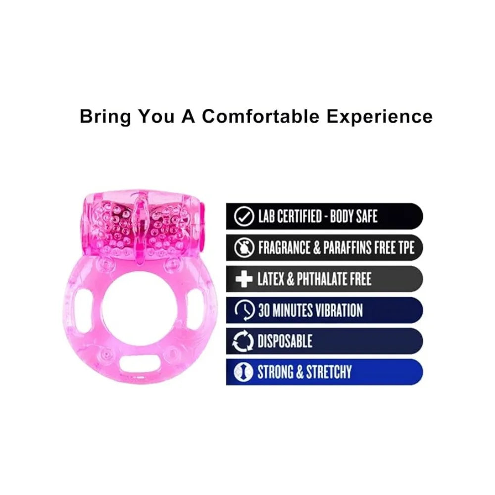 Vibrating Silicone Cock Ring with Clitoral Stimulator (10 Pack)