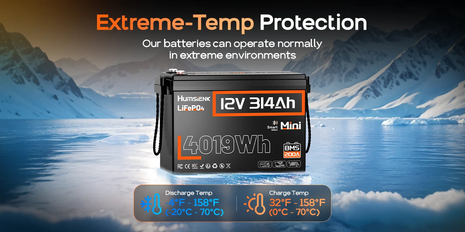12V 314Ah LiFePO4 Batterie mit 200A BMS für Wohnmobil, Marine & Solar