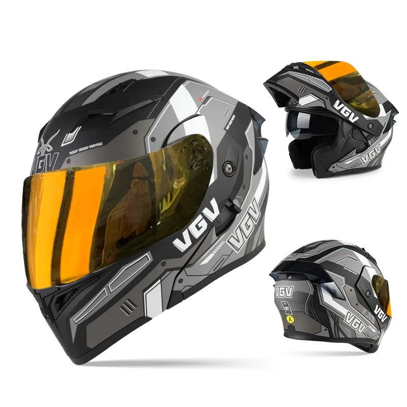 VGV 91 Flip Motorcycle Helmet, Dual-Lens, DOT Certified