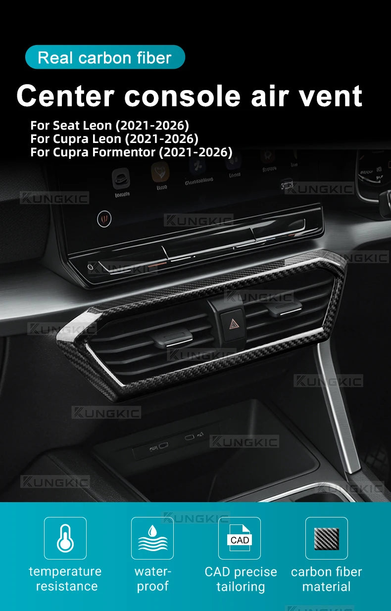 Real Hard Carbon Fiber Center Console Air Outlet Trim for Cupra Leon