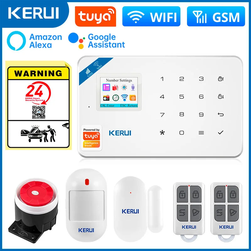 KERUI W181 Alarm System Secutrity Home WIFI GSM Alarm Tuya Smart Motion Detector Door Sensor Burglar IP Camera Work Alexa Google 