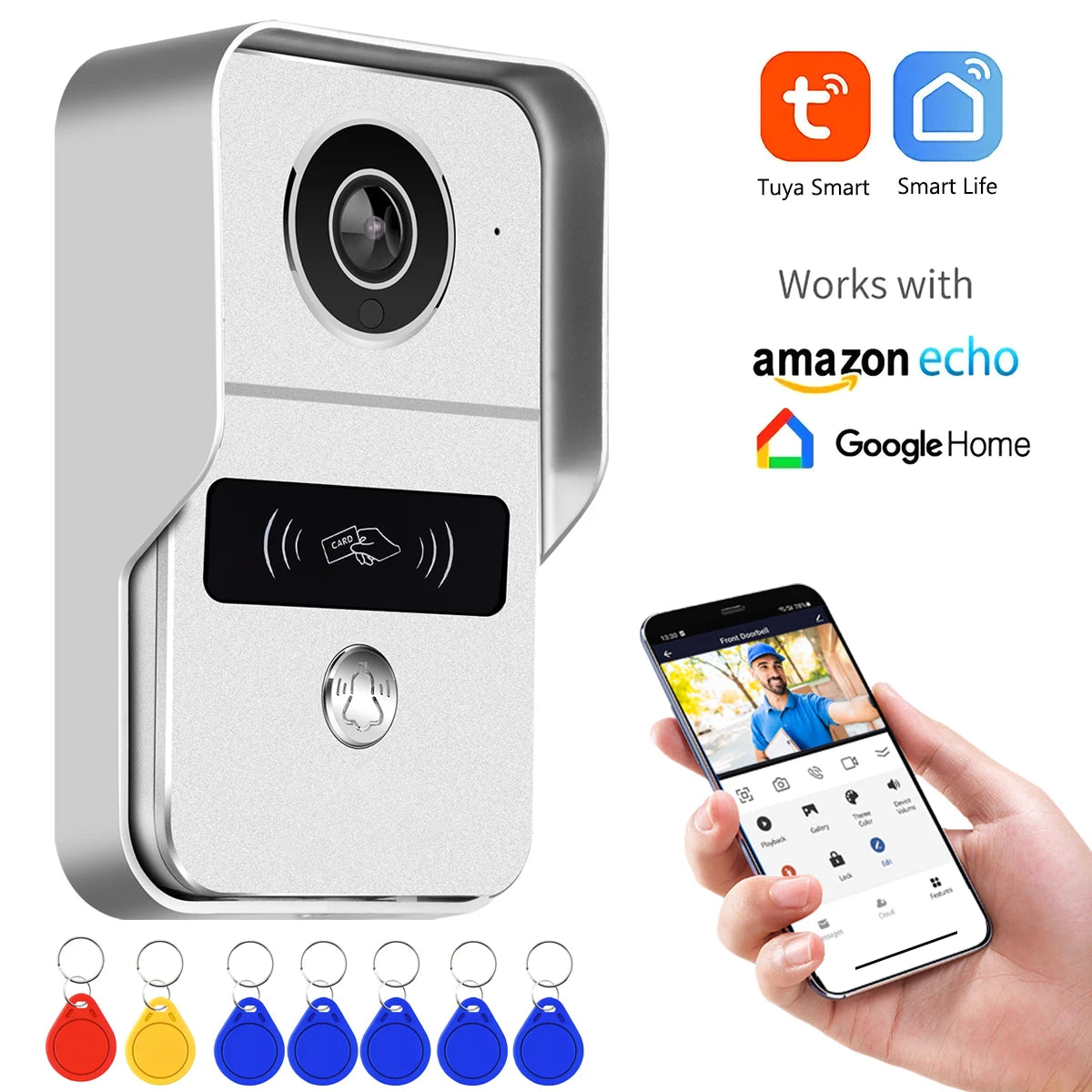 2MP Tuya Smart Video Doorbell WiFi Outdoor Door bell 1080P camera WiFi Video Intercom Wireless doorbell Camera ID Card for Home Spy-shop.com