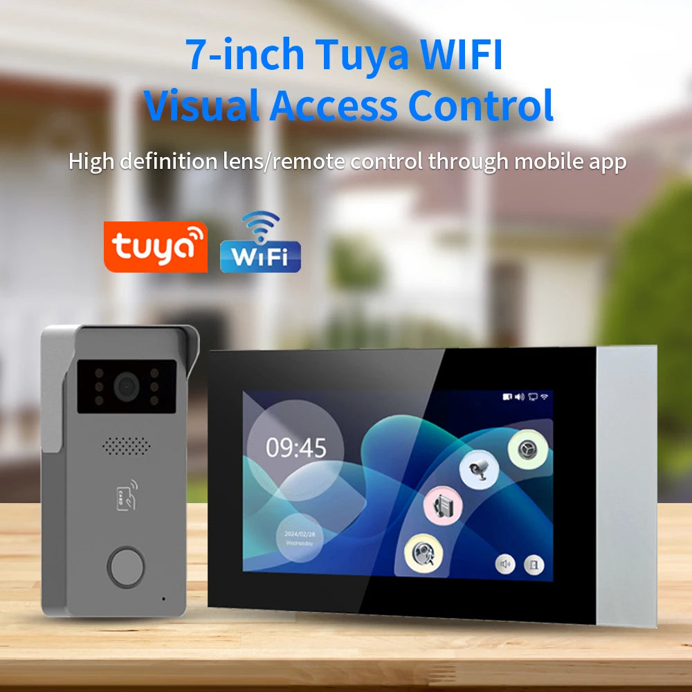 2 Wire Smart Tuya Wifi 1080P Video Intercom Video Door Phone Color Touch Screen Camera Doorbell Door Security IP Villa RFID 