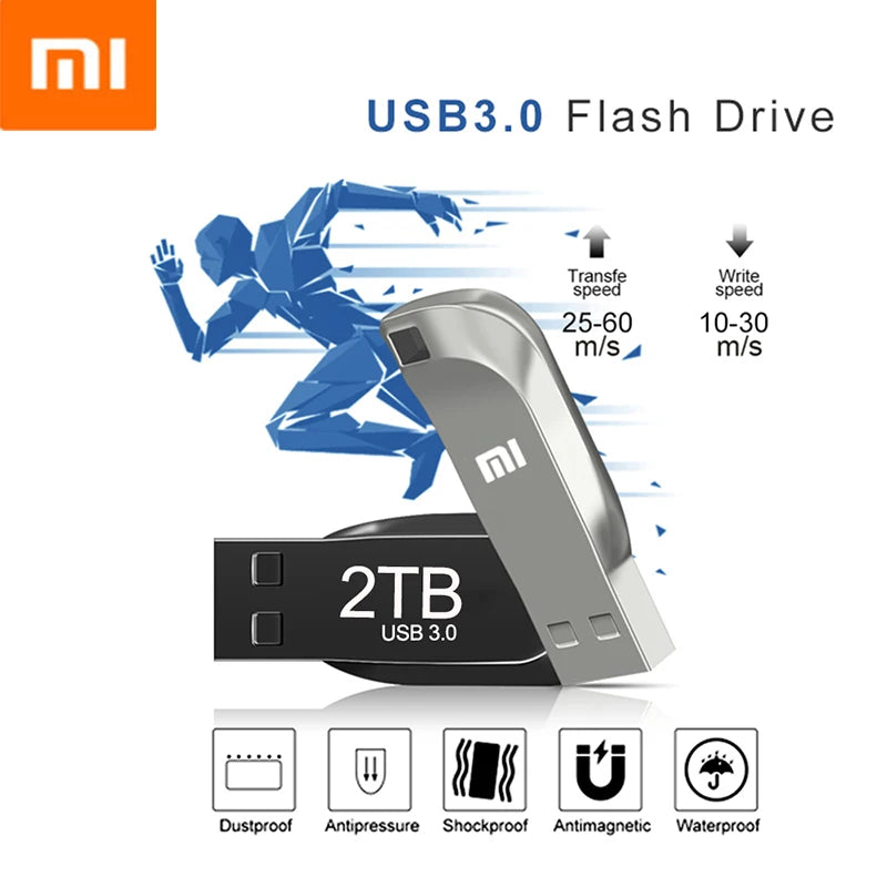 Originalni Xiaomi Pen Drive 2 TB USB 3.0 Flash Kovinski pogon 1 TB velika zmogljivost, hiter prenos, shranjevanje, vodoodporen pomnilniški disk U