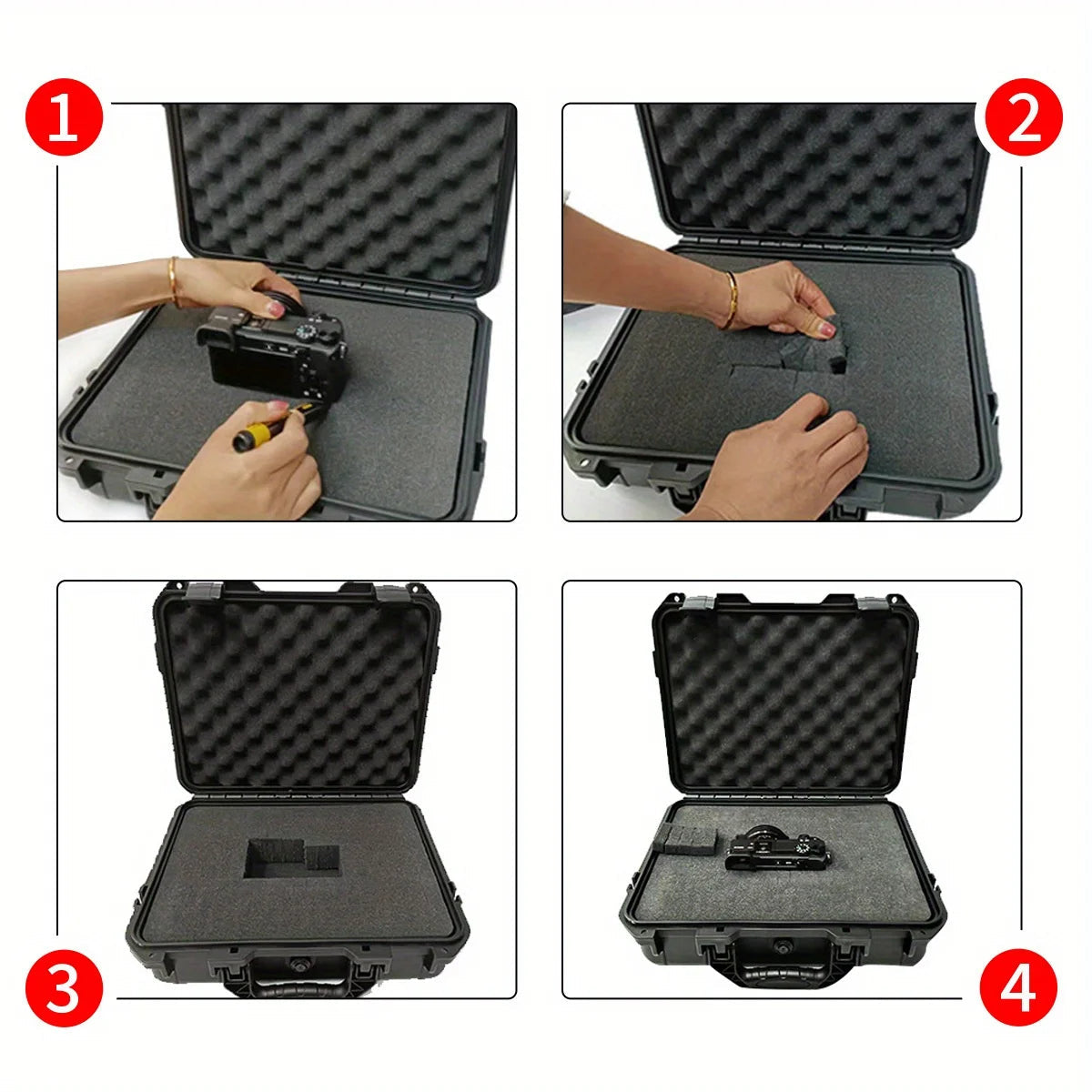 1pc Waterproof Hard Carry Case Bag Tool Case With Pre-cut Sponge Storage Box Safety Protector Organizer Hardware Toolbox 