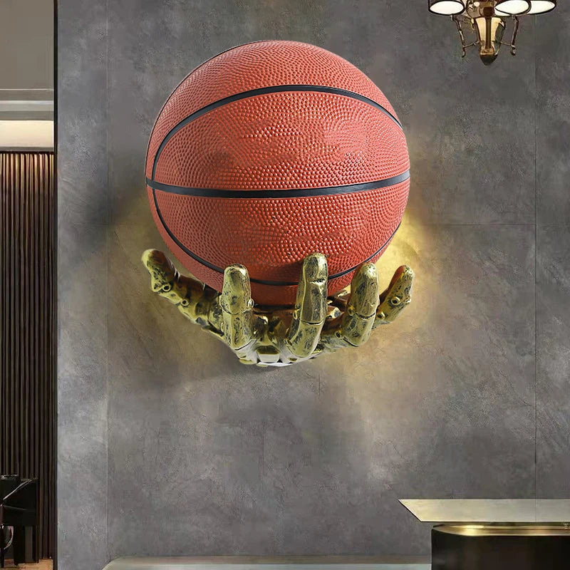 Wall-Mounted Robotic Arm Rack for Basketball and Football