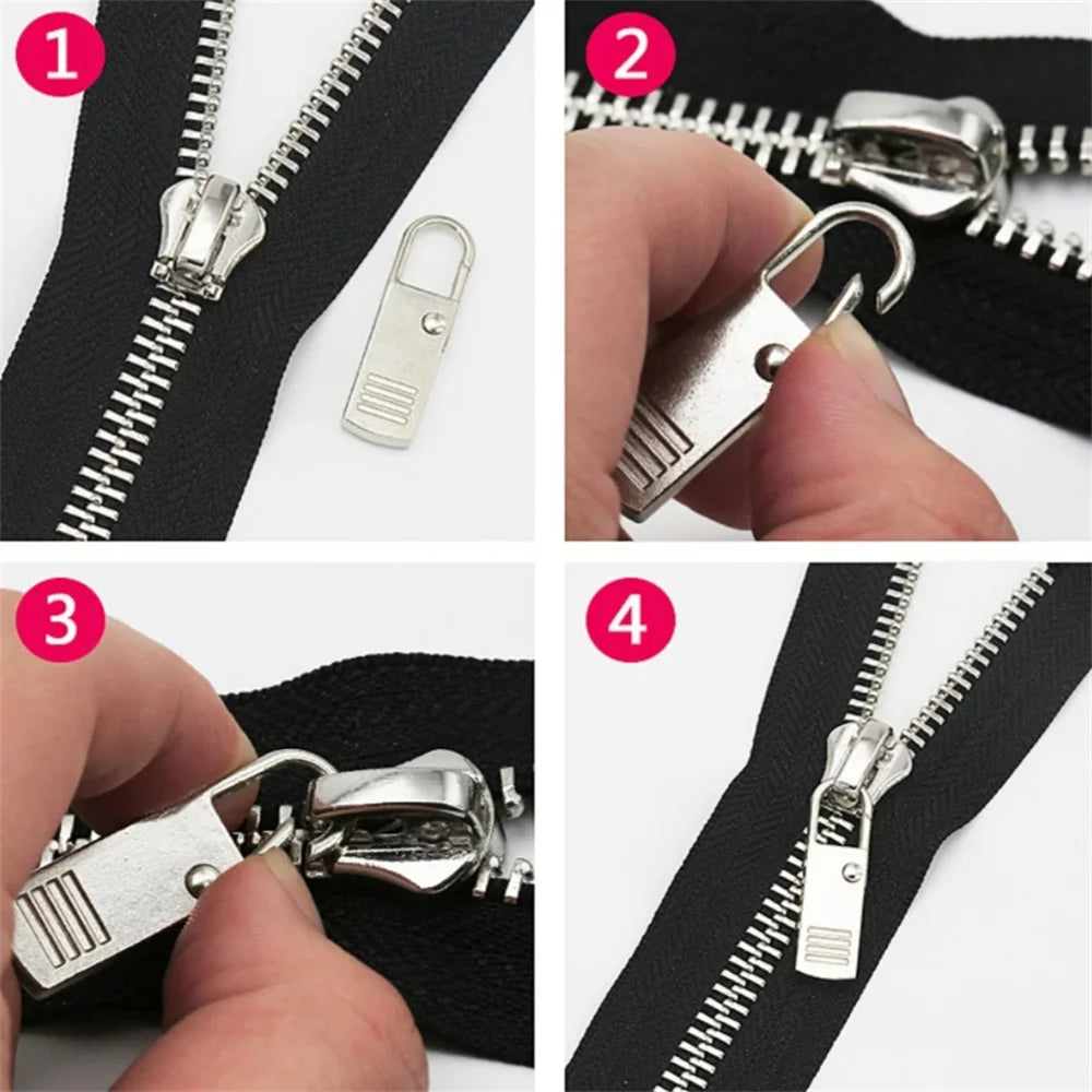 5-Piece Detachable Black Zipper Pull Set
