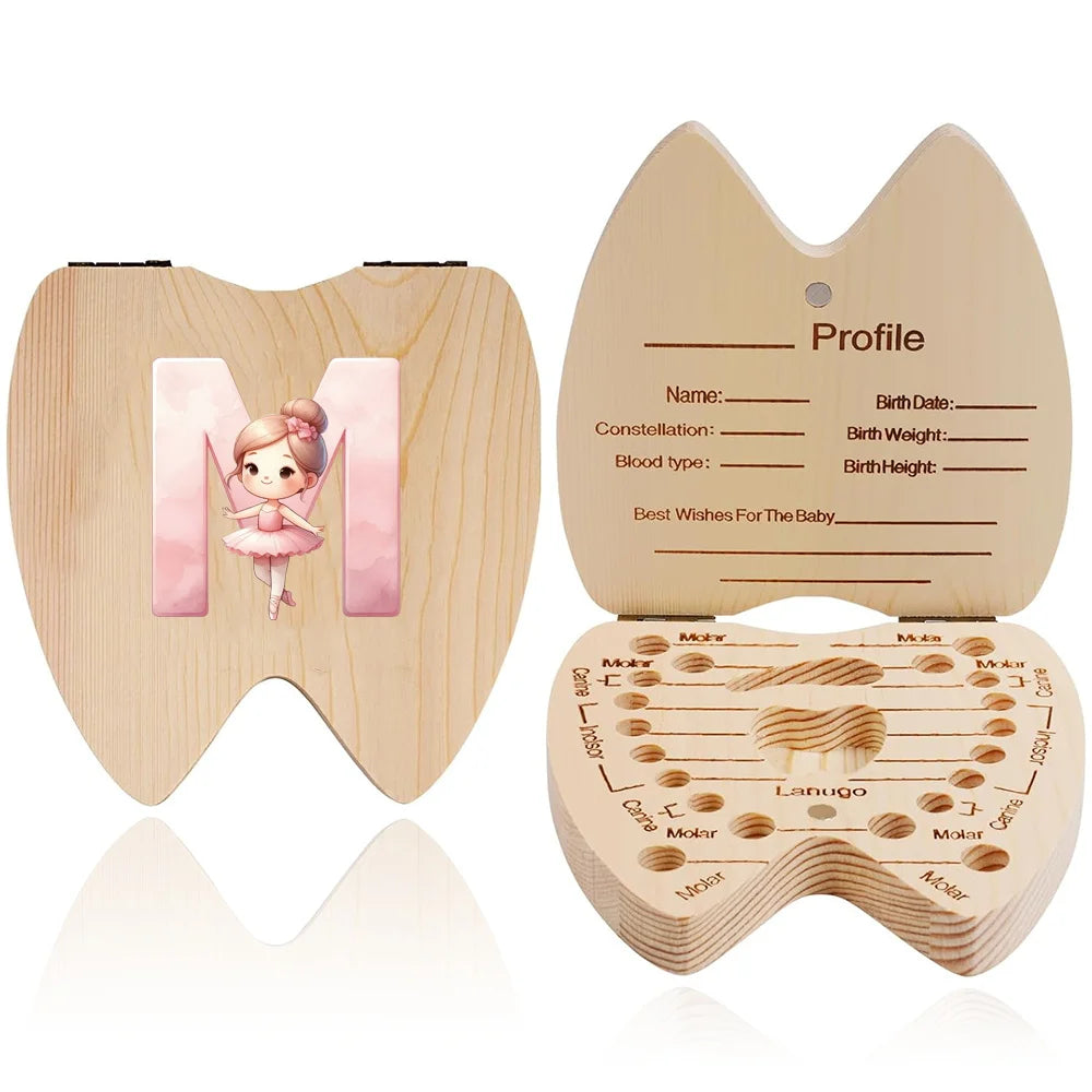 Wooden Baby-Tooth Keepsake Box, Letter Options
