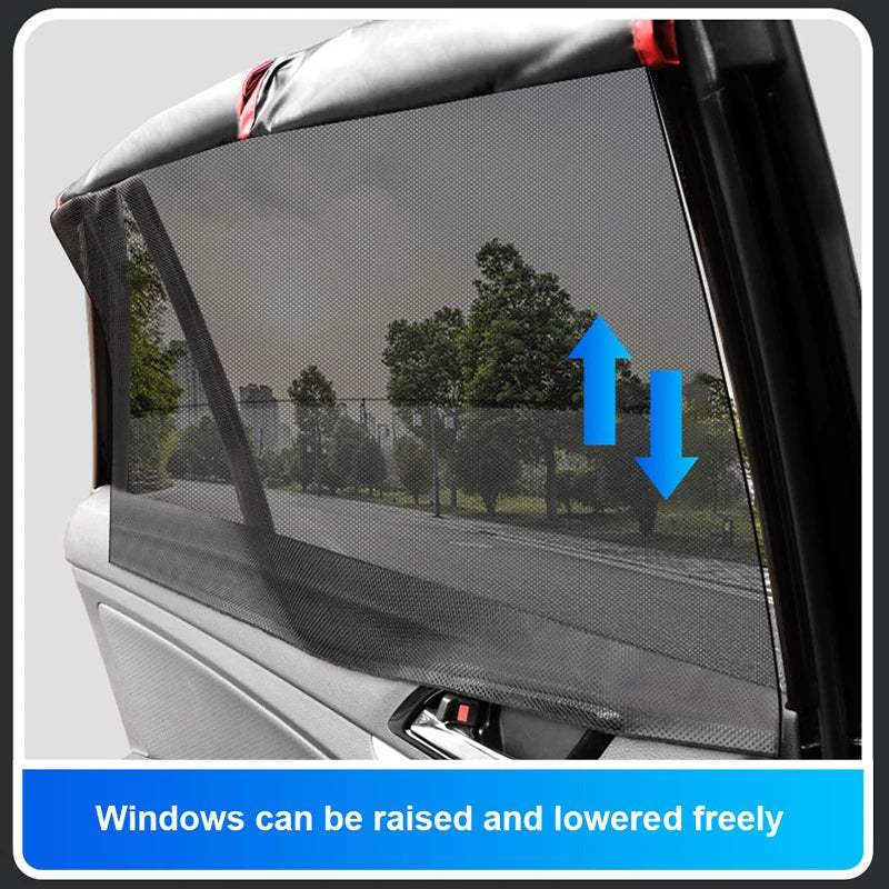 SEAMETAL 2Pcs Car Curtains Magnet Double Layer Side Window Sun Shade Privacy Curtain UV Block Sun Protection Cover for Children