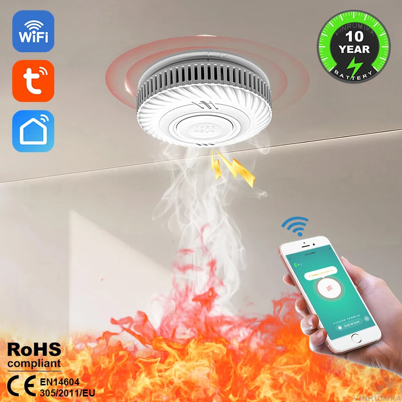 Wi-Fi Smoke Alarm with Built-In Lithium Battery
