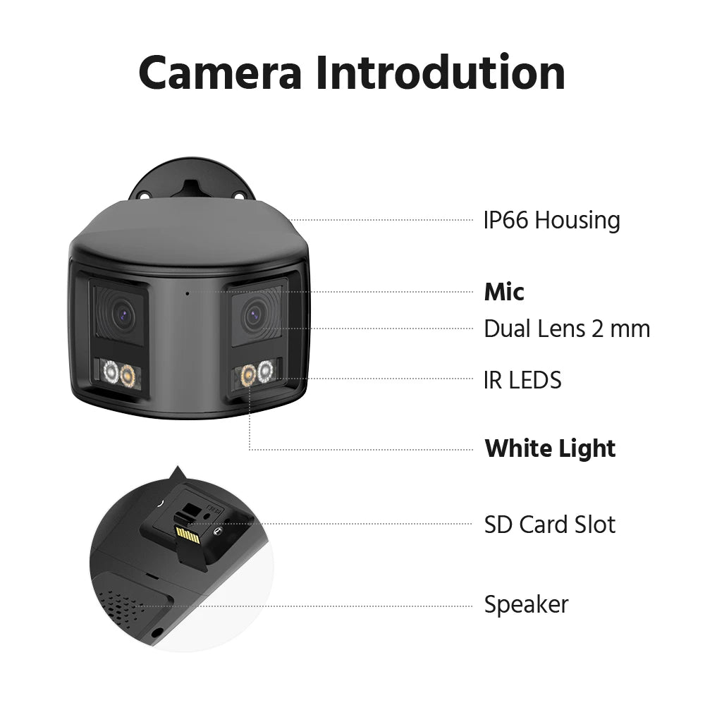 4K 8MP 180° Dual Lens Security Camera with Color Night Vision