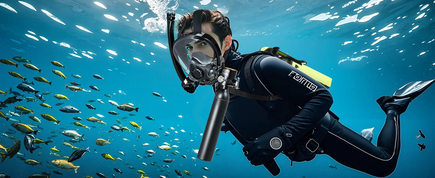 SucceBuy Scuba Tank 0,5 L bærbar Scuba-dykkerflaske Dykning Oxygen cylinder Support 5-10 minutters undervandssvejråndning 98,43 ft dybde