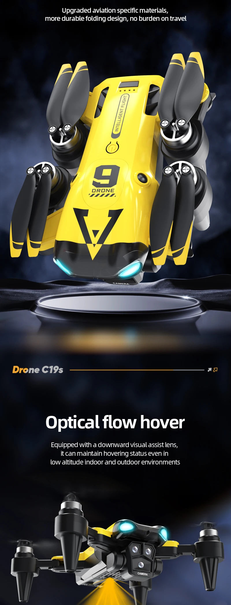 Zlagljiv RC dron z dvema HD kamerama in WiFi FPV