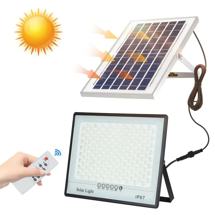 Foco LED solar IP67 con control remoto y temporizador