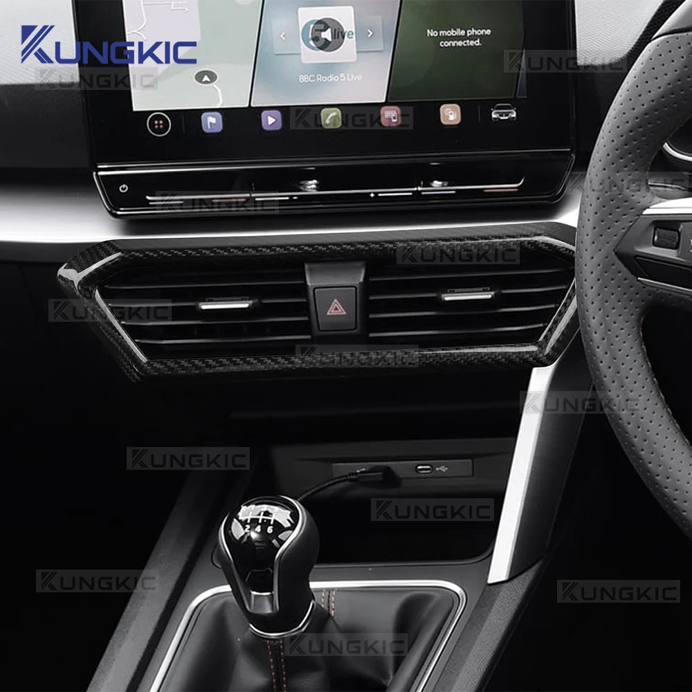 Real Hard Carbon Fiber Center Console Air Outlet Trim for Cupra Leon