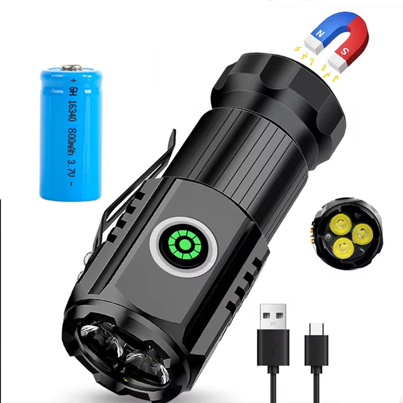 Kompaktna polnilna svetilka LED USB-C z baterijo
