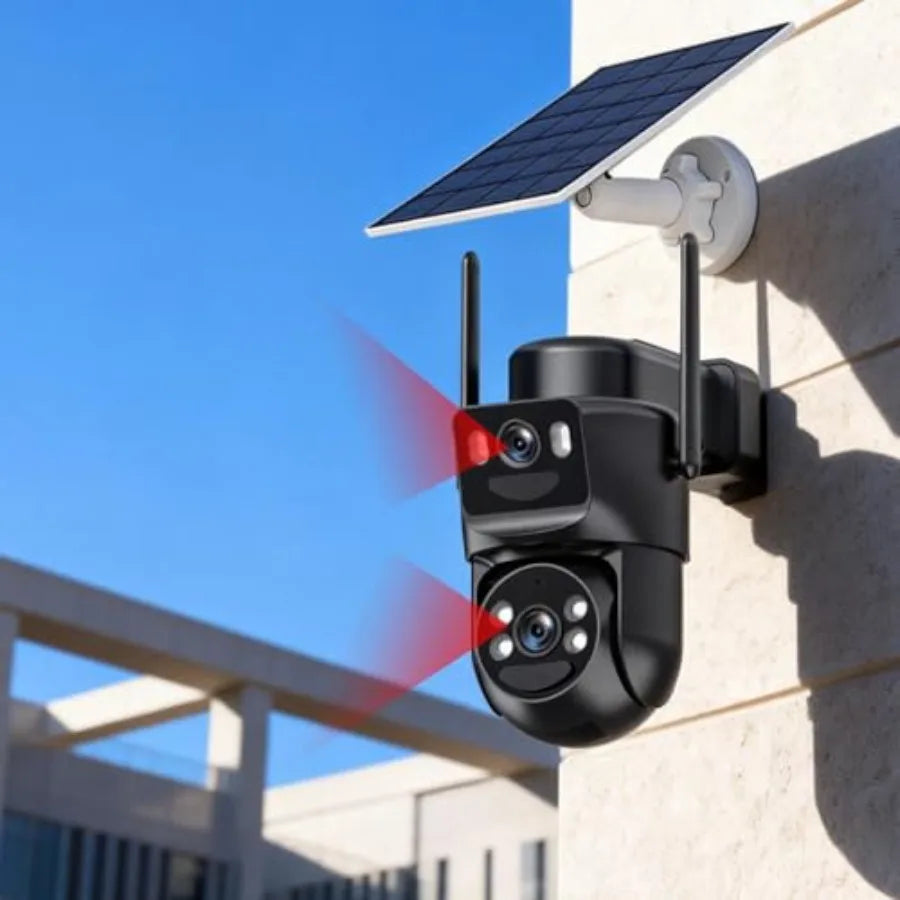 Outdoor Solar Security Camera Kit with 4K Dual-Lens 360 PTZ